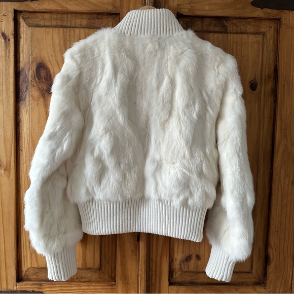 Vintage 90's Y2K Atmosphere Soft Rabbit Fur Bomber Jacket with Pockets - Medium - Picture 3 of 13